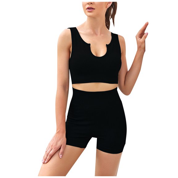 Xihbxyly Clearance Sets Womens Short Sets 2 Piece Outfits Workout Sets 2 Piece Outfits Ribbed Crop Tank Top High Waist Yoga Leggings Lounge Wear Tracksuit