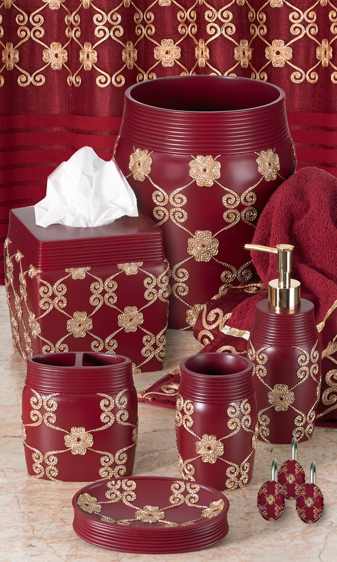 Popular Bath Elegant Rose 3-piece Bath Towel Set Color: Burgundy and Gold