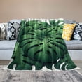 thumbnail image 2 of JRXY Ropical Green Leaves Summer Palm Leaf Durable Easy Care Decorative Flannel Fleece Blanket White, 2 of 6