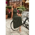 thumbnail image 3 of PRETTYGARDEN Women's Midi Summer Dresses Casual V Neck Swiss Dot Ruffle Sleeveless A Line Beach Sun Dress, 3 of 9