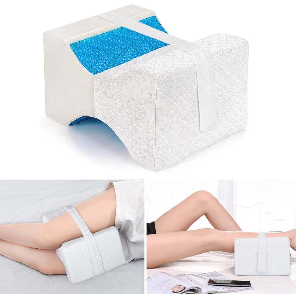 Knee Pillow, Leg Pillow with Cooling Gel Memory Foam Orthopedic Contour
