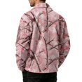 thumbnail image 7 of GrmtClth Autumn Mens Leaf Camo Retro Lapel Trucker Jacket Long Sleeve Snap Placket Loose Fit Fall Daily Outerwear Pink S, 7 of 7
