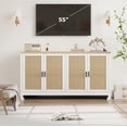 thumbnail image 5 of 4-Door Rattan Cabinet, Modern Boho Sideboard with Shelf, 42" Storage Console for Living Room, Dining Room & Entryway (Anti-Tip Design), 5 of 9