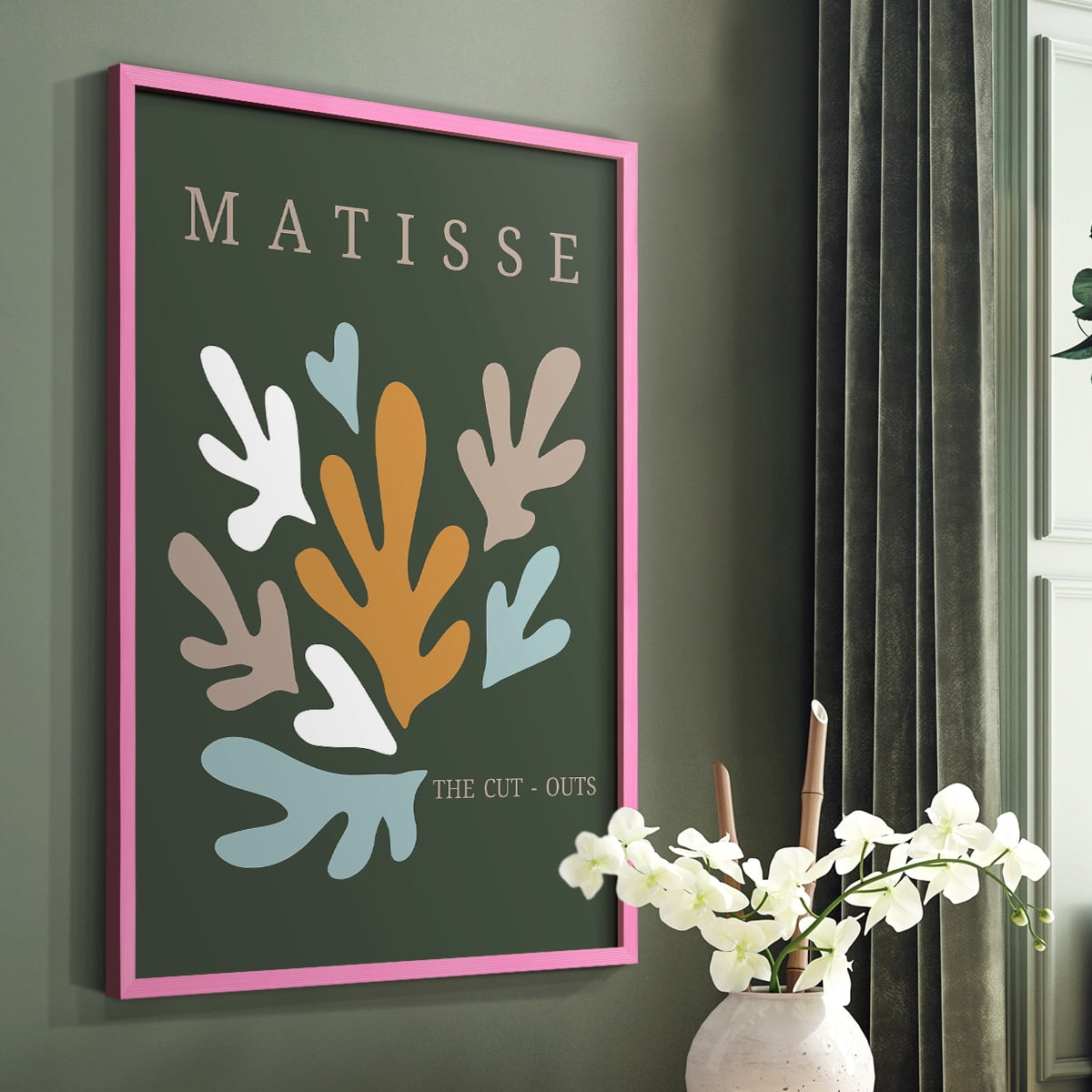 Matisse CDIII in Pink Solid Wood Framed Print No Nail Hanging