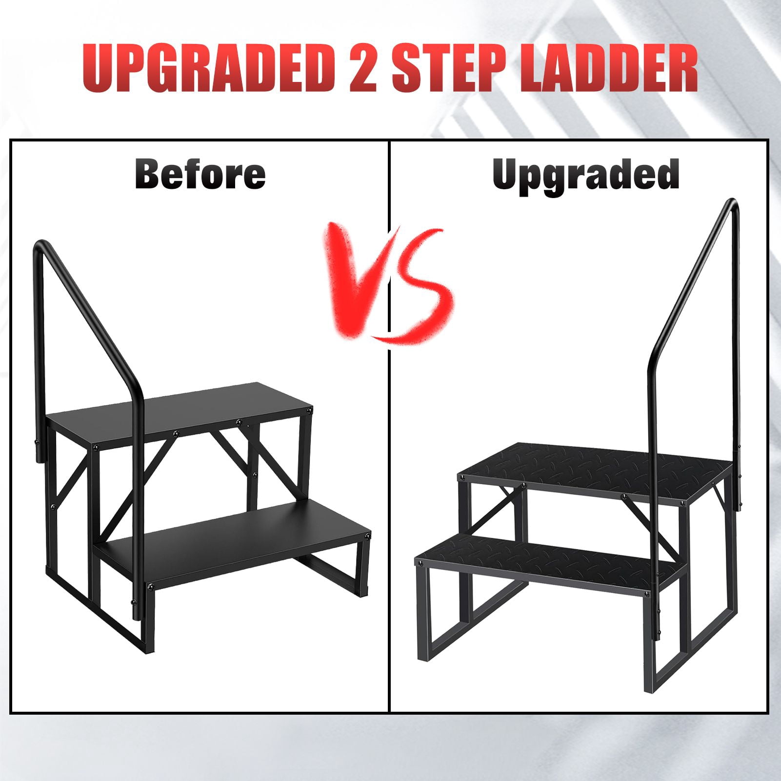 Hot Tub Steps Outdoor, RV Steps with Handrail, Portable RV Stairs 2/3/4/5 Step, Heavy Duty Truck Camper Steps Ladders for Travel Trailers, 5th Wheel, Motor Home, Spa, and Porch