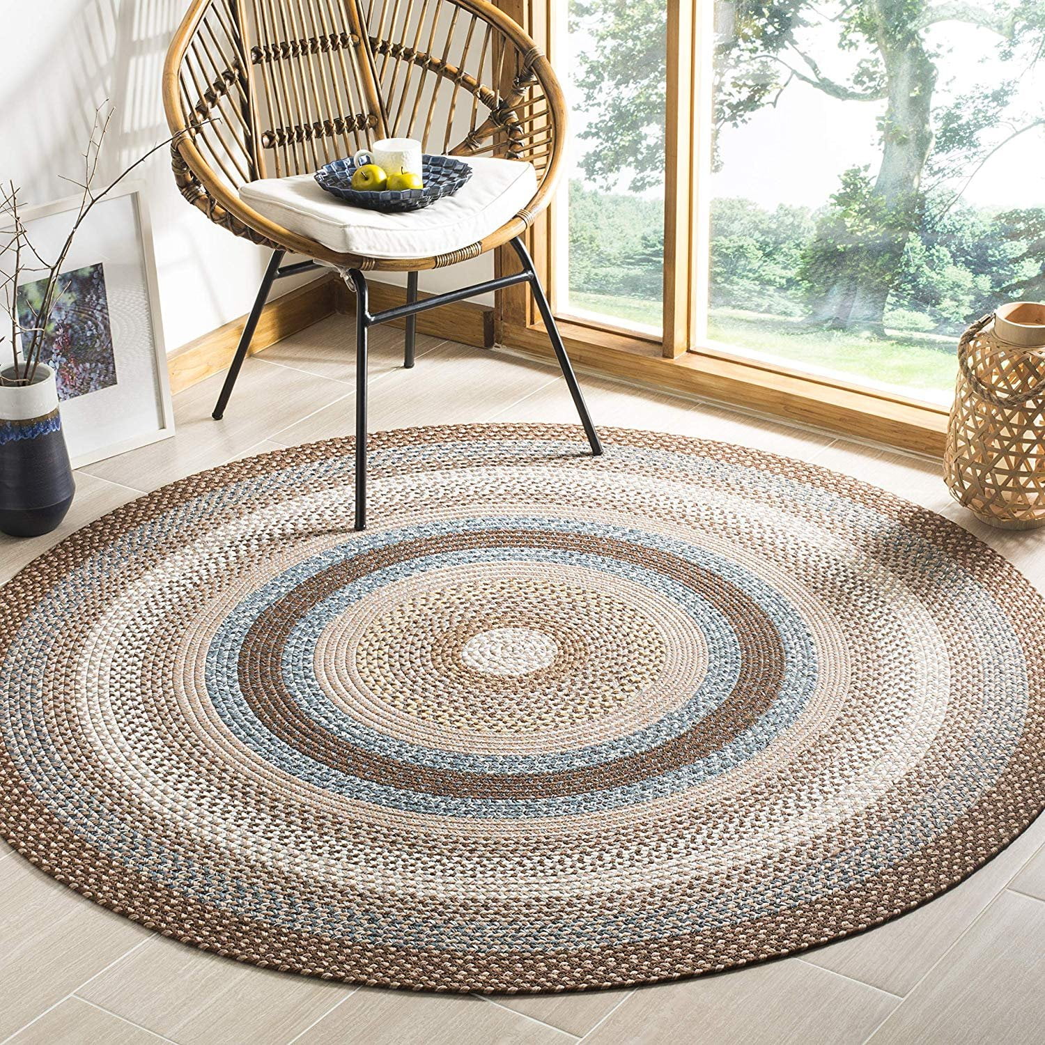 Safavieh Braided Collection BRD313A Hand Woven Brown and Multi Round