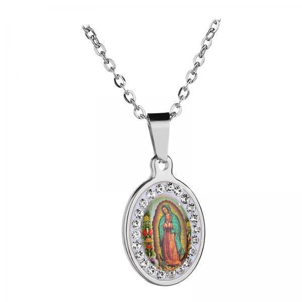 Collar de urna,Collar con colgante de María Moda para hombres y mujeres,Collar de María Nuestra Señora de ,Colgante de María Madre de acero
