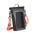 thumbnail image 2 of Bolsa impermeable para teléfono, bolsa protectora de agua para teléfono con cordón para el cuello, bolsa seca para teléfono para pesca flotante, surf negro naranja, 2 of 8