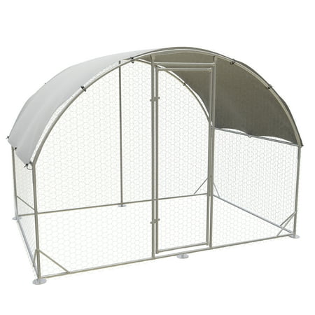 Large Metal Chicken Coop Outdoor Chicken Coop Run with Water-Resident and Anti-UV Cover Dome Roof Walk-in Poultry Cage Duck Rabbit House for Outside Backyard and Farm 6.5 Lx9 Wx6.5 H