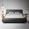 thumbnail image 3 of Sha Cerlin Full Size Upholstered Faux Leather Low Profile Sleigh Platform Bed Frame with Adjustable Headboard, No Box Spring Needed, Black, 3 of 8