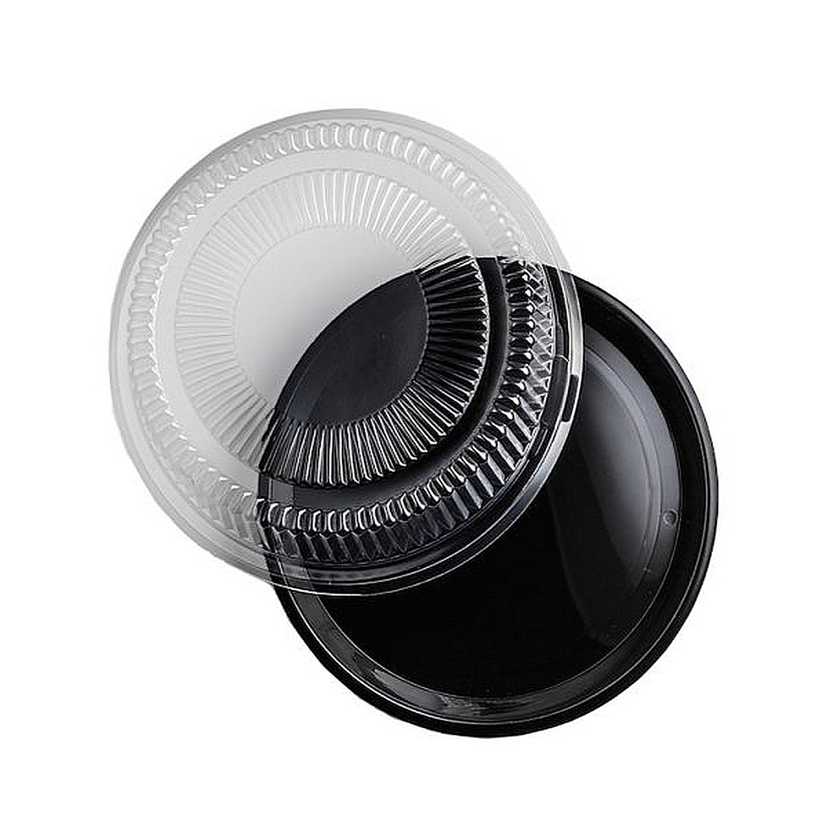 1 Party Essentials 12x11 Hard Plastic Black Tray w/ Clear Dome Lids