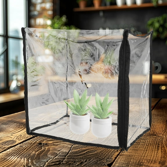 Topbathy Winter Garden Protection Black PE Mini Greenhouse Cover 1Set Compact Tabletop Gardening