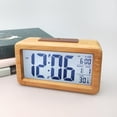 thumbnail image 4 of Xingzhi Wood Digital Clock Light-operated LCD Screen Button Control Simple Style Date Display Clocks Temperature Meter Backlight Type 3, 4 of 6