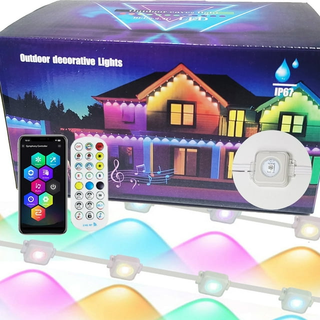 Permanent Outdoor Lights, 50ft Smart RGB Eave Lights with App Controlled, Waterproof for Christmas, Party, Outdoor Decorations-30LEDs