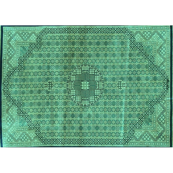 Ahgly Company Indoor Rectangle Persian Turquoise Blue Traditional Area Rugs, 6' x 9'