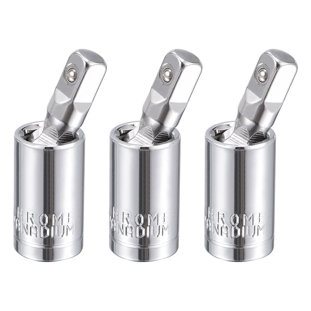Unique Bargains 3 Pcs 1/4 Inch Drive Universal Joint Swivel Deep Socket, Cr-V Steel
