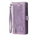thumbnail image 4 of SaniMore for Samsung Galaxy A15 6.5" 2023 Case, Prumium Leather Zipper Wallet Card Slots Cash Pocket Flip Kickstand Lanyard Anti-drop Shcokproof Full Body Wrap Business Cover, Purple, 4 of 13
