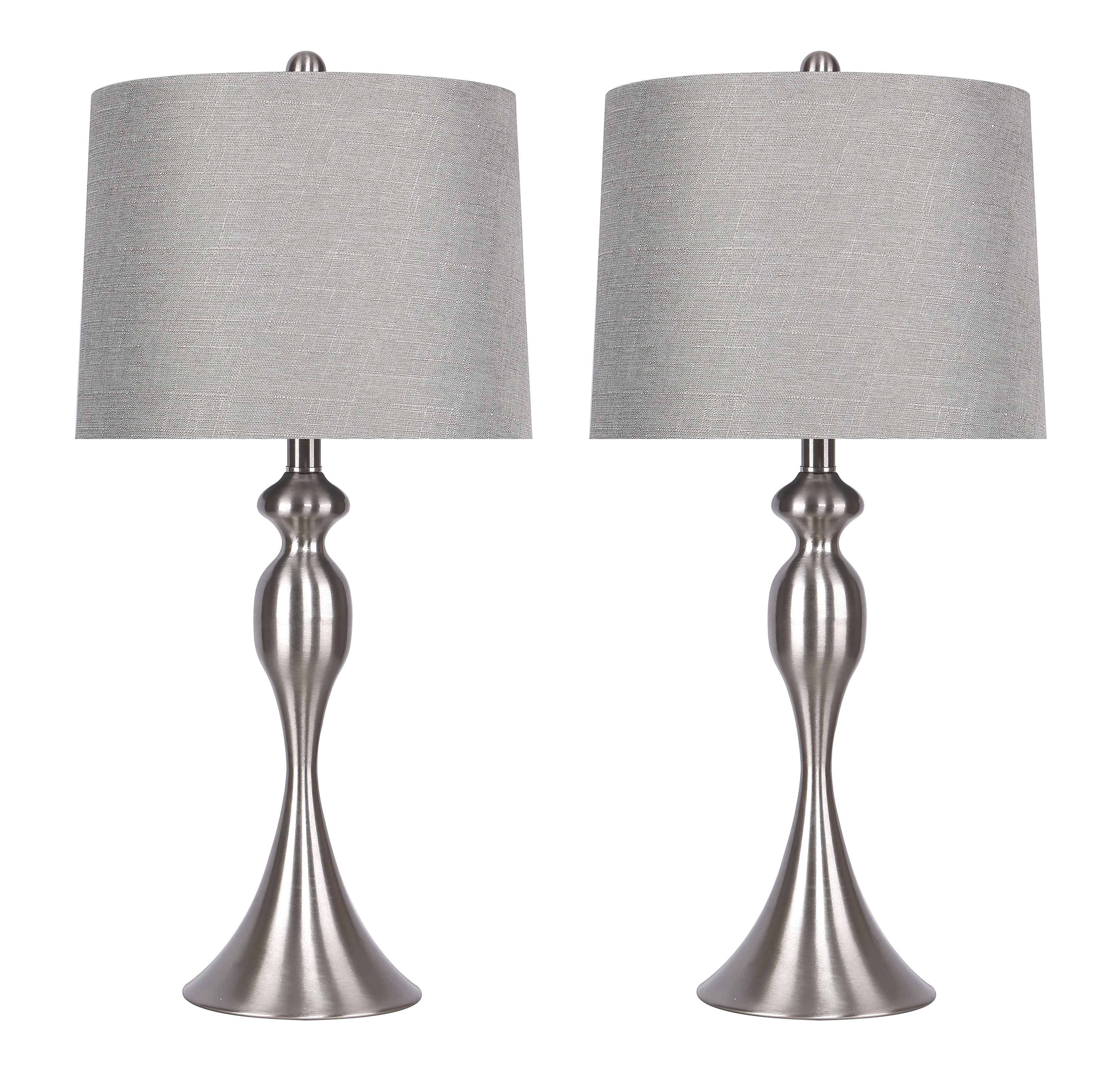 Modern Satin Nickel & Wood Touch Table Lamp Base Minisun 