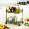 thumbnail image 4 of HHGBAD Two Tier Rolling Cart, Transparent Plastic Storage Cart, Multi-functional Organizer, Lockable Wheels, Ideal for Kitchen, Office, Bedroom, and Living Room, 4 of 6
