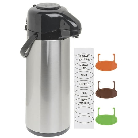 HUBERT® Airpot Coffee Dispenser with Pump Lid 2 1/2 L Stainless Steel Glass-Lined