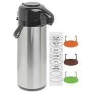 HUBERT Airpot Coffee Dispenser with Pump Lid 2 1/2 L Stainless Steel Glass-Lined