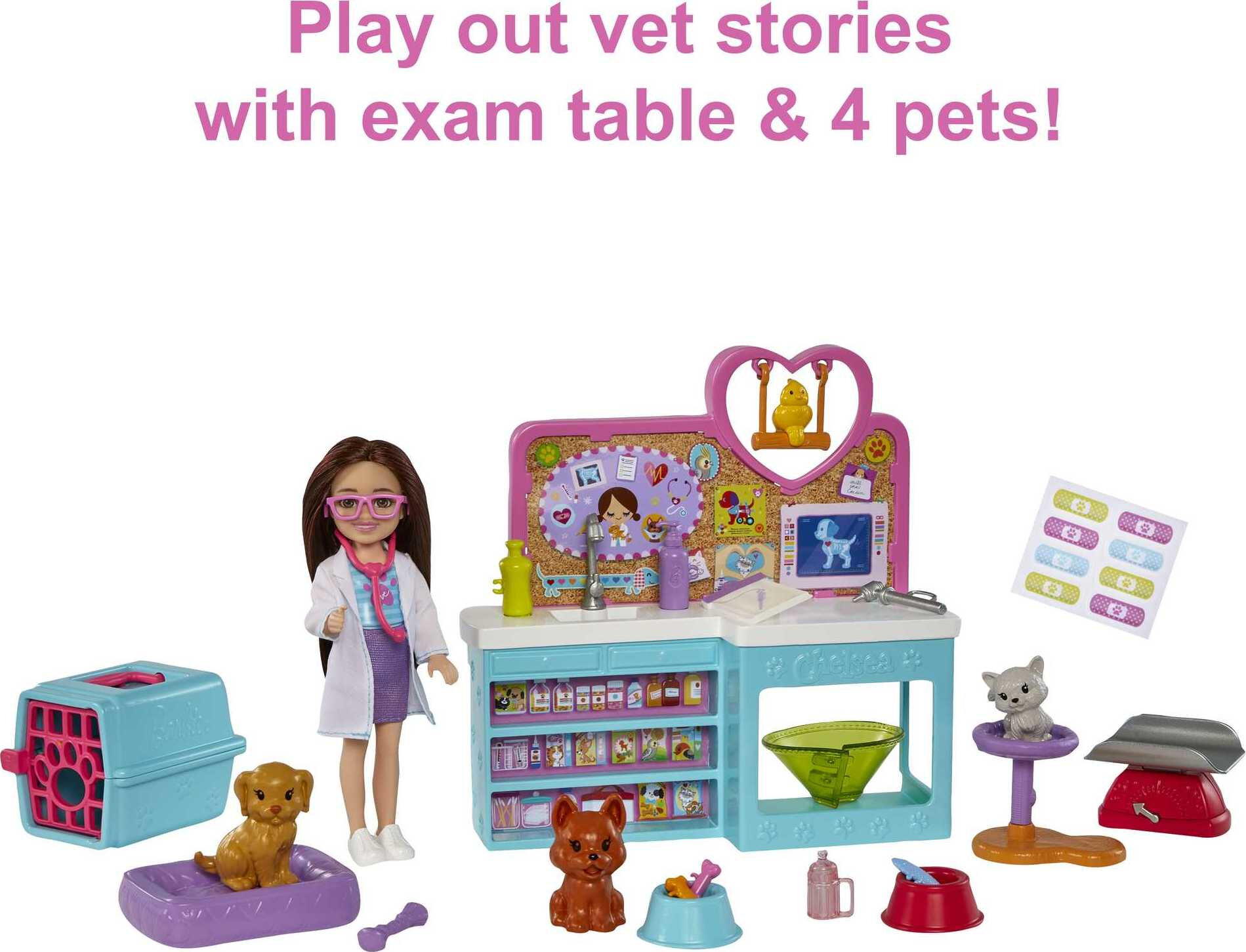 Barbie Doll Chelsea Pet Vet Playset with Doll, 4 Animals and 18 Pieces - image 4 of 7