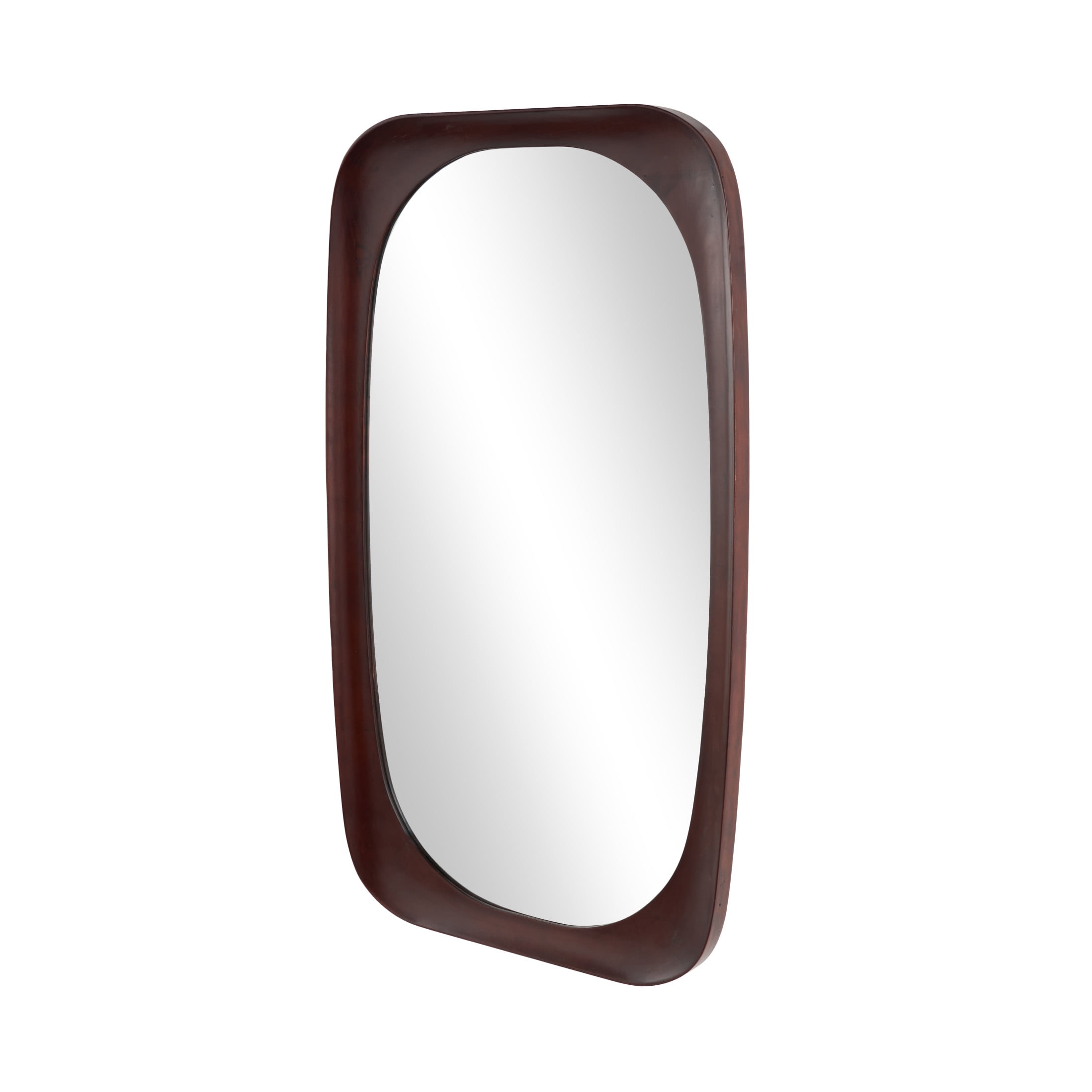 DecMode 27" x 47" Dark Brown Oval Wall Mirror