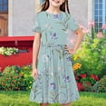 thumbnail image 1 of LOVZFMLL Robe d'Été Unie à Manches Courtes Col Rond en Maille Princesse Robe de Mariage pour Enfants, 1 of 2