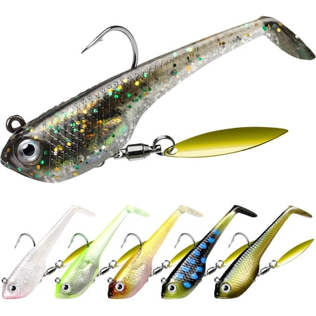 TRUSCEND Easy Catch Pre-Rigged Soft Lures Unique Vibrating Swim Action and Trembly Sinking Move for More Bites Amazing Soft Swimbait for Family Fishing Fishing Lures for Bass Trout Crappie Walleye