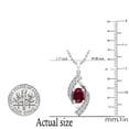 thumbnail image 3 of Dazzlingrock Collection 8X6mm Oval Ruby & Round White Diamond Flame Pendant for Women with 18 Inch Gold Chain (0.30 ctw, Color I-J, Clarity I1-I2) in 14K White Gold, 3 of 4