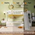 thumbnail image 4 of Twin-Over-Twin Bunk Bed with Slide, Storage Staircase & Detachable Rack, Wooden Kids Bed Frame with LED Light & Guardrail, 4 of 12