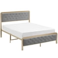 thumbnail image 2 of Homhougo—Bed Frame Full Size, Metal Platform Bed with Modern Velvet Button Tufted Headboard and Footboard, 2 of 7