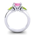 thumbnail image 4 of Diamond-Capitals 2.50 Carat Round Cut Pink Sapphire & Peridot Gemstone Fancy Three Stone Engagement Ring for Girls 14K White Gold Size 6, 4 of 8