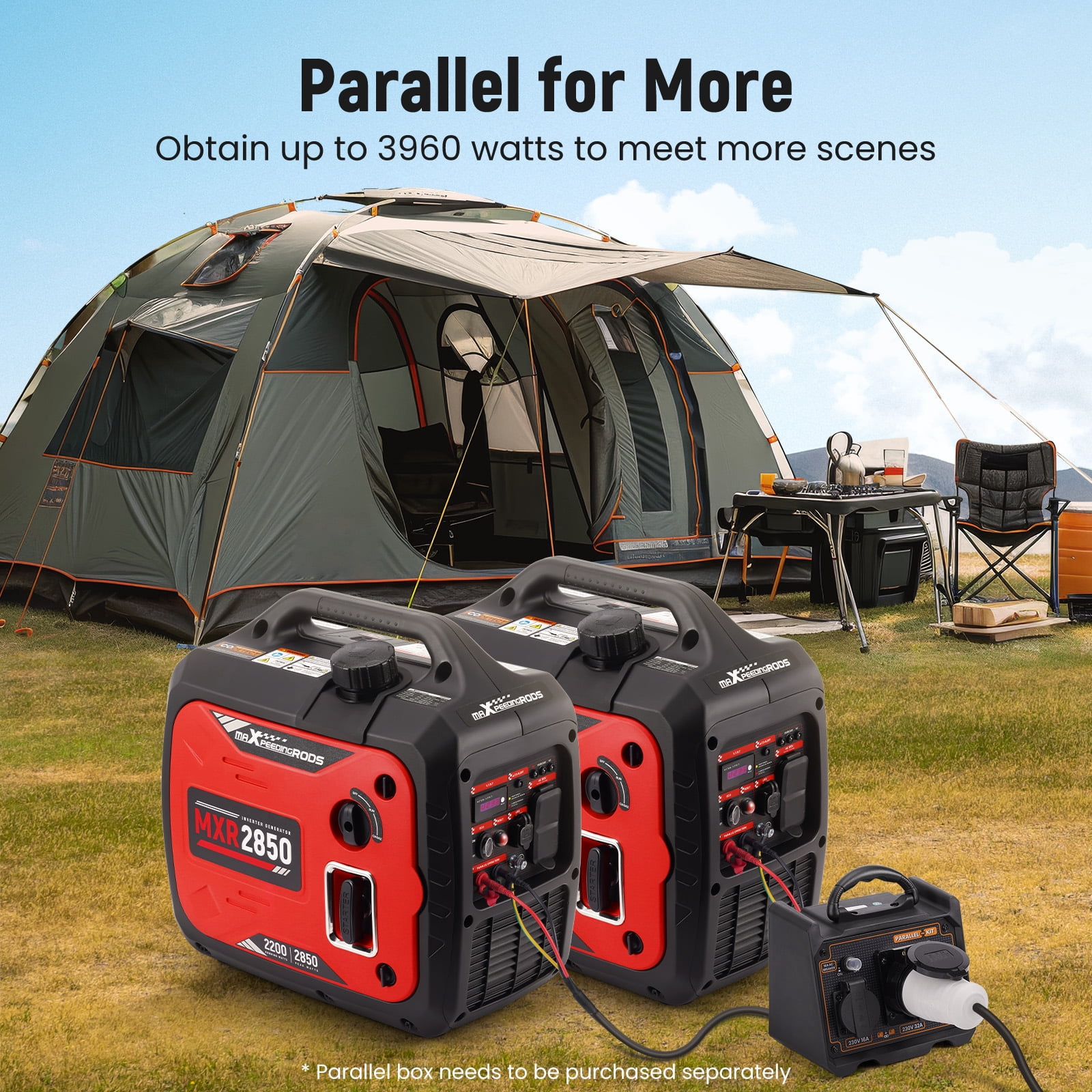 Maxpeedingrods 2850W Inverter Generator Portable Quiet Gasoline Power Supply for RV Home Use Camp