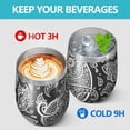 thumbnail image 4 of 12oz Stemless Wine Tumblers Black Paisley Pattern Vacuum Insulated Stainless Steel Travel Tumbler Cups Mug with Lid and Straw for Champaign,Cocktail,Beer with Cleaning Brush, 4 of 5