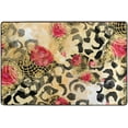 thumbnail image 4 of SKYSONIC 72x48in Vintage Leopard Skin Area Rug, Flowers Watercolor Floor Carpet for Indoor Living Dining Room and Bedroom Area, 4 of 7