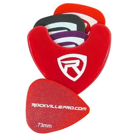 Rockville PH-Red Pick Holder with Sticky Adhesive - Holds 3 to 4 (Best Way To Hold A Guitar Pick)