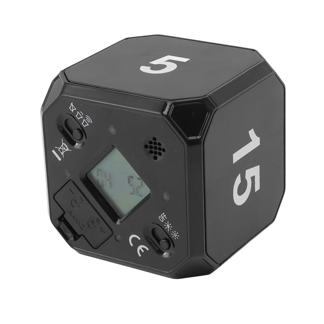 Kitchen Timer Portable Modes Adjustable 5 15 25 45 Min Flip Timer for Exercise Work Kitchen Black