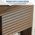 thumbnail image 3 of Modern Walnut Fluted Storage Cabinet with Sliding Doors – 3-Tier Sideboard Buffet on Metal Base – Display Stand for Entryway, Dining Room, Living Room – Color: Walnut, 3 of 8