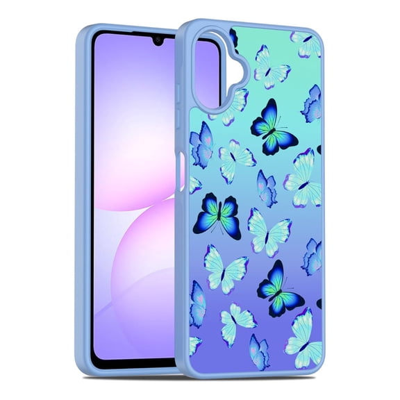 Rosebono Compatible With Samsung Galaxy A06 4G / A06 5G / Galaxy A07 Case, Graphic Design Translucent Matte Gradient Transparent Soft TPU Skin Cover Protection Case (Butterfly)
