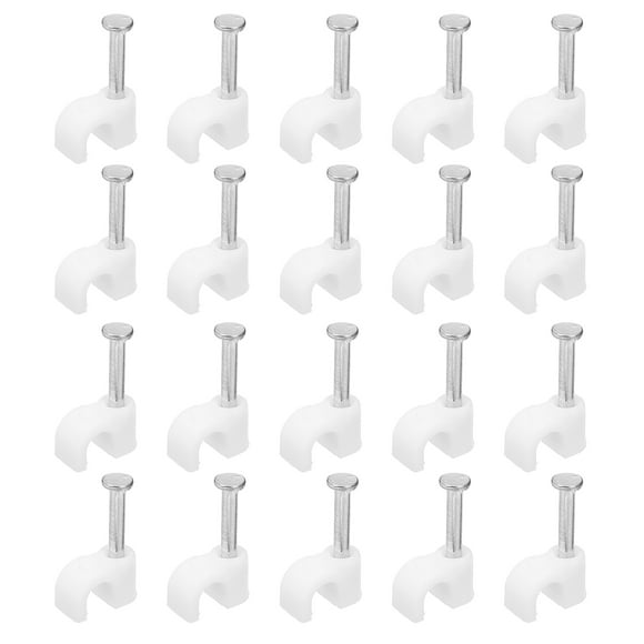Unique Bargains 100 Packs 0.16 Inch Cable Clips, Ethernet Cable Clamps with Steel Nails, White