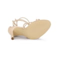 thumbnail image 5 of BLISSFUL STEP Women's Strappy Heel Lace Up Stiletto Heels Sandals Beige 6, 5 of 7
