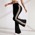 thumbnail image 2 of CHIUNL Retro Side Stripe Flare Leggings, High Rise Tummy Control Yoga Pants with Front Ankle Split, Slimming Sporty Tights for Gym & Streetwear (Black L), 2 of 6