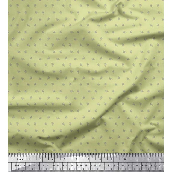 Soimoi Cotton Duck Fabric Drop & Tea Cup Shirting Print Fabric by The Yard 56 Inch Wide