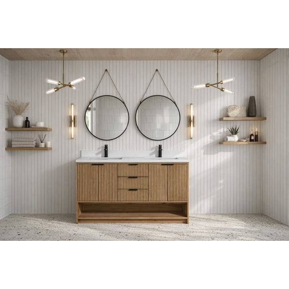 San Diego 55" Freestanding Bathroom Vanity Weathered Fir