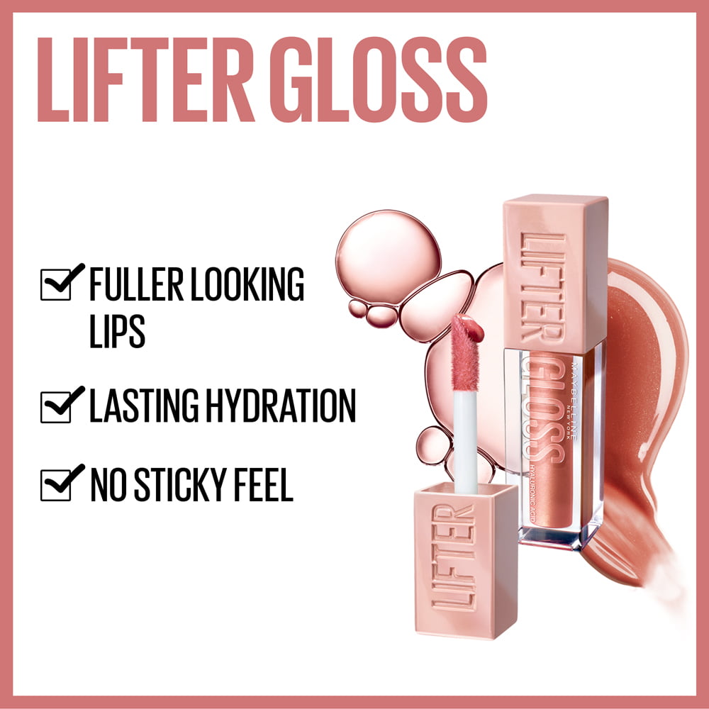 Maybelline Lifter Gloss Lip Gloss Makeup with Hyaluronic Acid, Moon - image 5 of 14