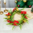 thumbnail image 1 of Xihbxyly Corona Navideña con Diseño de Anillo de Vela Artificial, Luz Led Cálida, Ideal para Interiores y Exteriores, Ideal para Celebraciones Navideñas, Estilo Ratán con Frutos Rojos, 33 X 33 X 5 Cm, 1 of 6