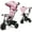 Pink, variant on OLAKIDS Baby Tricycle, 6 in 1 Baby Trike Stroller Toddler Bike with Reversible Seat, Adjustable Handle, Control Direction, Removable Canopy, Safety Harness, Belt, Storage Basket, 9 Months-5 Years