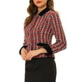 thumbnail image 4 of MODA NOVA Juniors Halloween Costume Elegant Vevelt Collared Plaid Tweed Blazer Red XS, 4 of 6