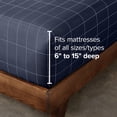 thumbnail image 4 of Bare Home Luxury 1800 Collection Fitted Sheet, Ultra-Soft, Deep Pocket, Queen, Grid - Midnight/White, 4 of 6